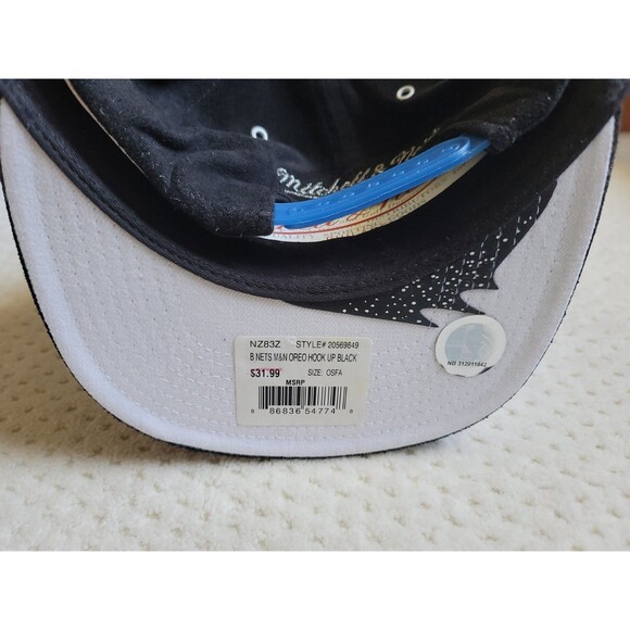 NWT Brooklyn Nets Mitchell & Ness Oreo Hook Up Snapback Black Faux suede hat cap - Picture 7 of 7